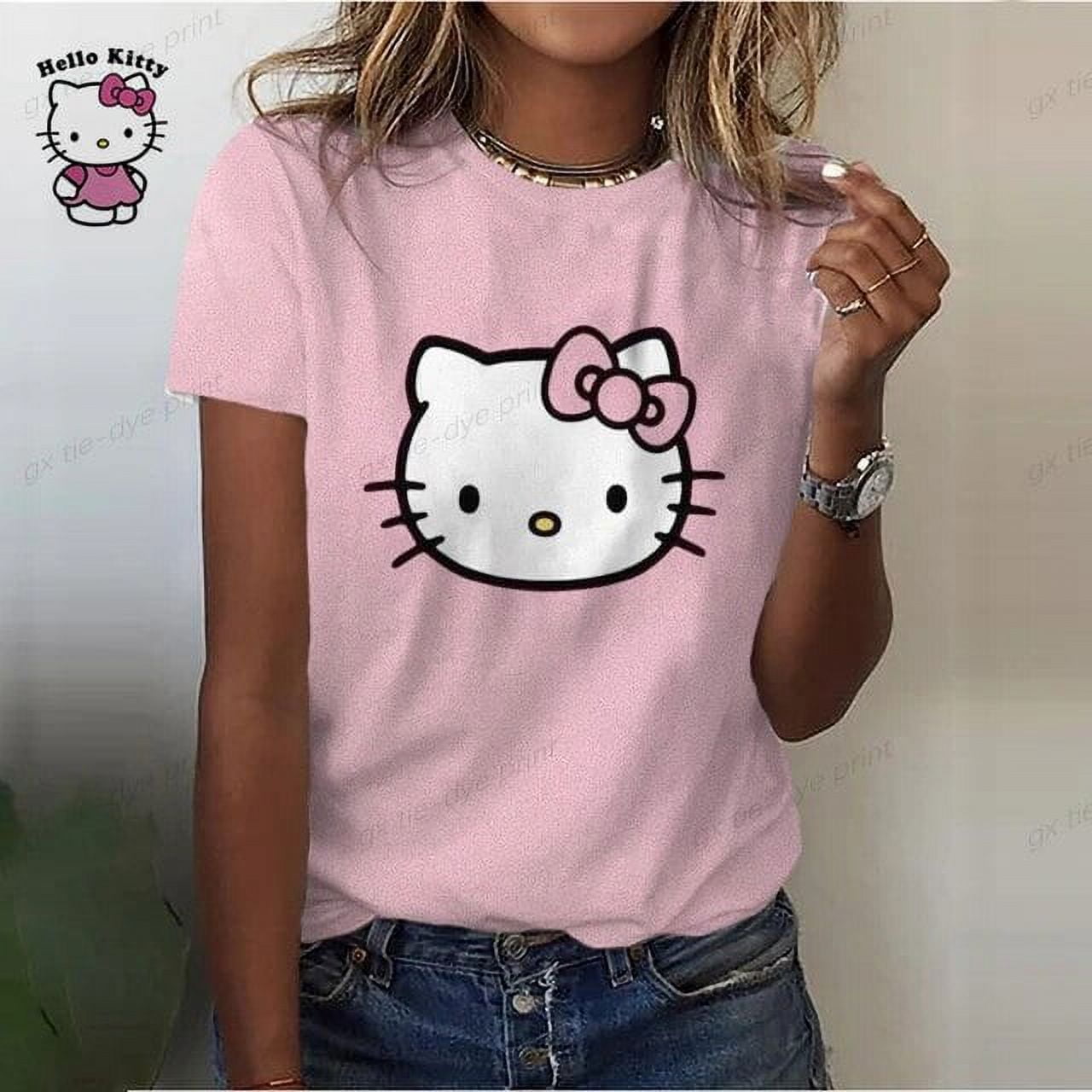 Jiayi 2024 Summer New Retro Women‘s T-shirt Fashion Hello Kitty 3D ...