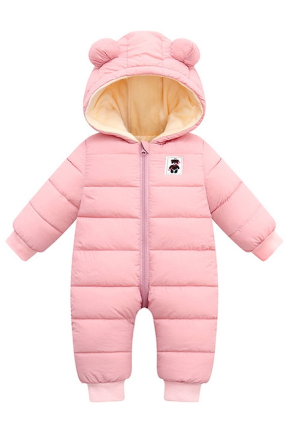 Baby Boy Girl Winter Warm Ear Hooded Romper Jumpsuit Jacket Overcoat Thick Down Coat
