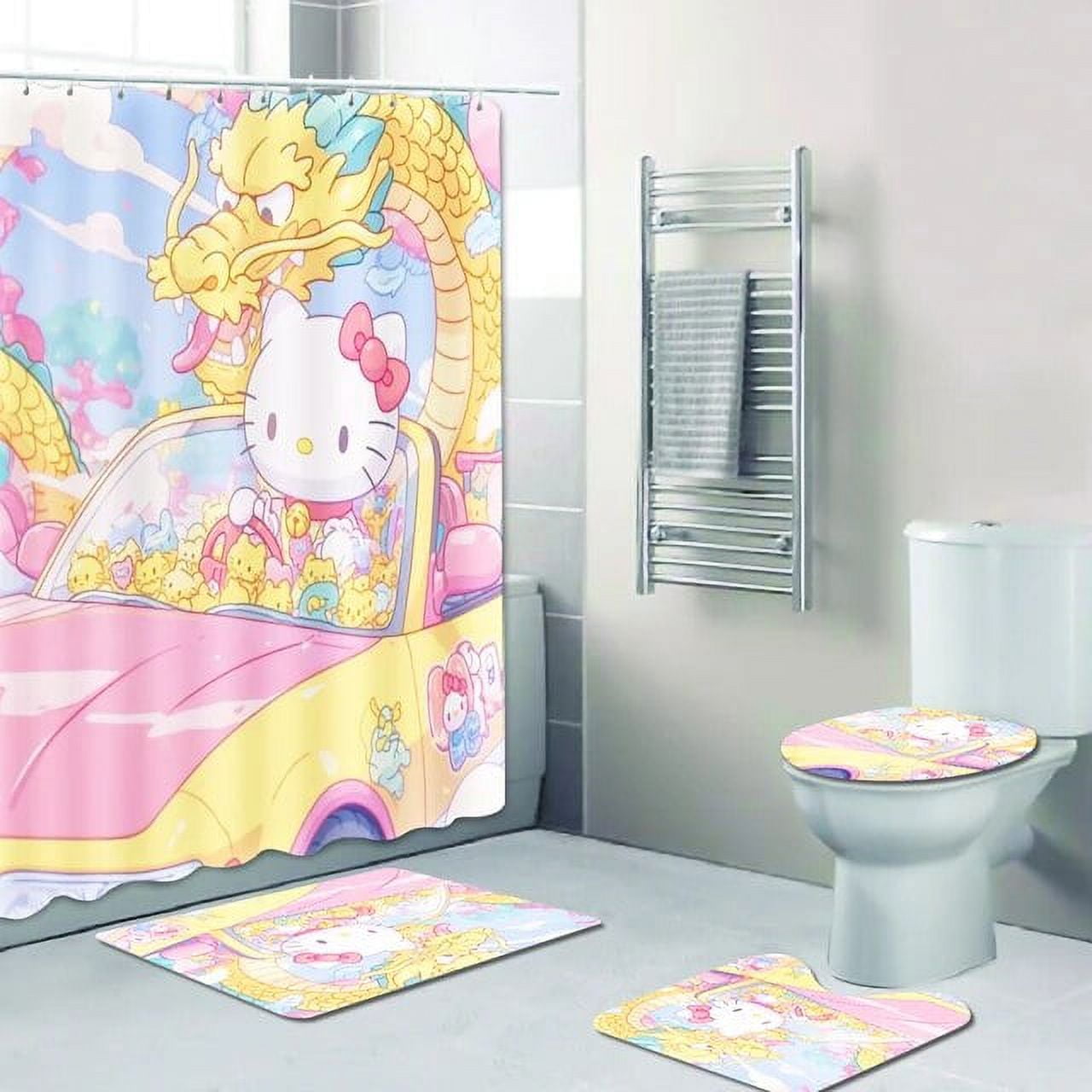 Jiayi Hello Kitty Cartoon Bathroom Mats Sanrio Curtain Bath Items Decorations And Shower Sets ...