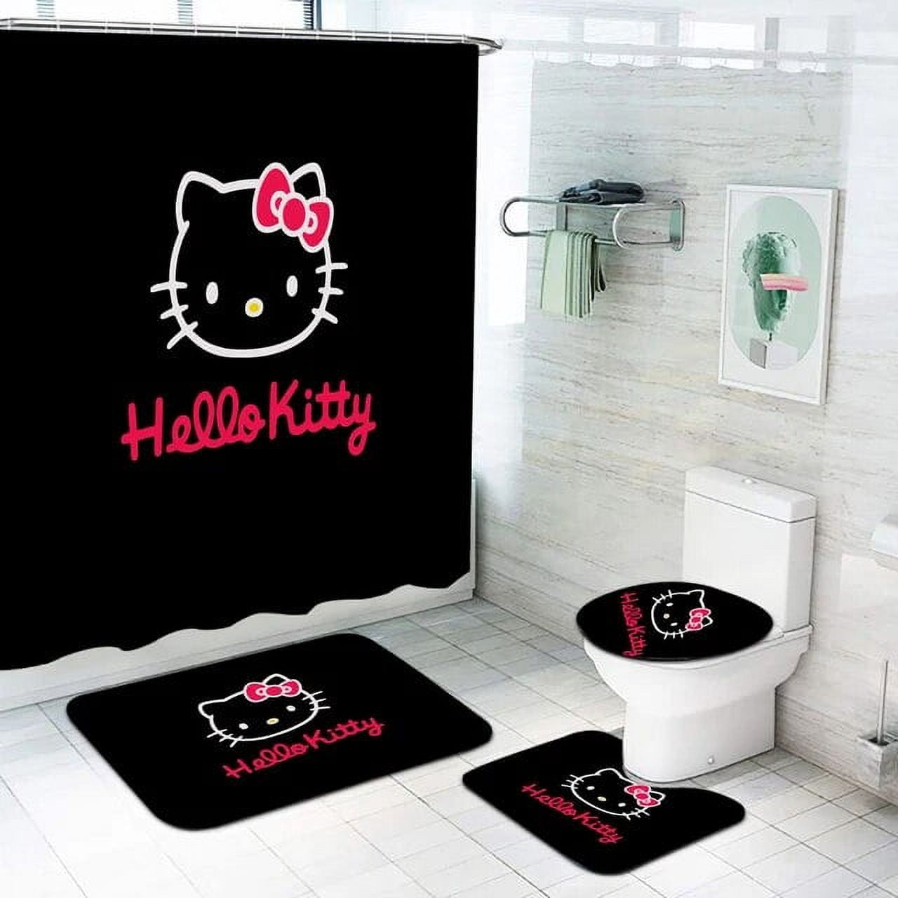 Jiayi HelloKitty Shower Bath Cartoon Cute For Sanrio 4 Piece Bathroom ...