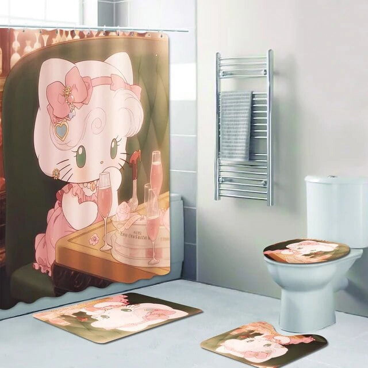 Jiayi Sanrio Hello Kitty Cartoon Bathroom Mats Anime Curtain Bath Items ...