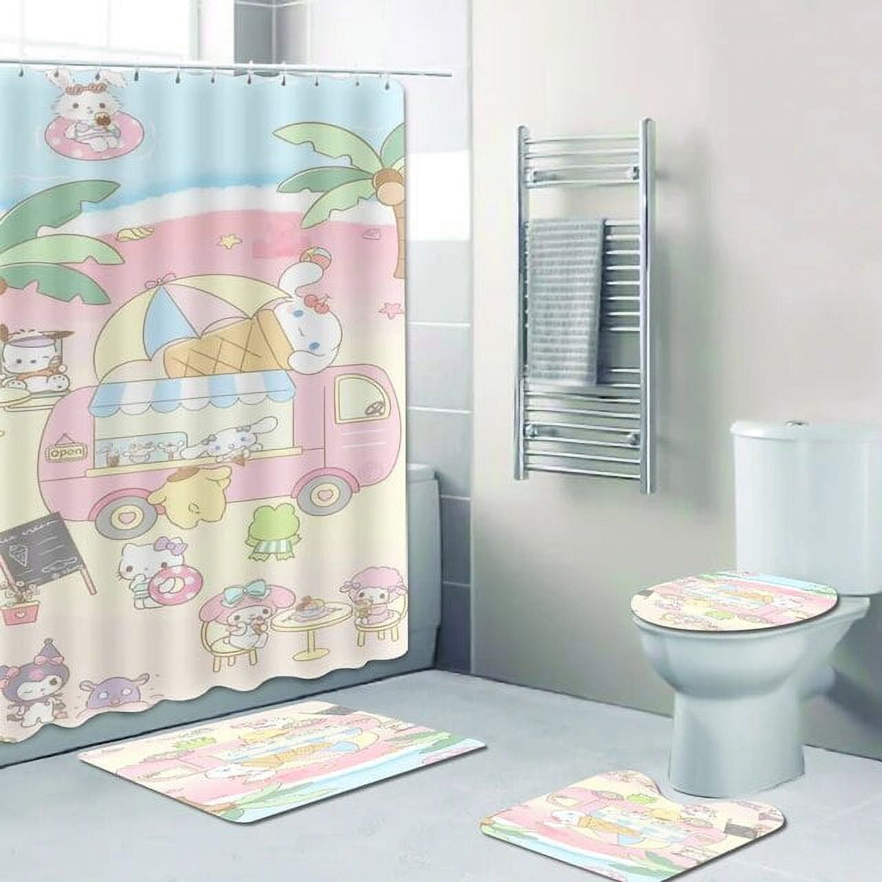 Jiayi Sanrio Hello Kitty Cartoon Bathroom Mats Anime Curtain Bath Items ...