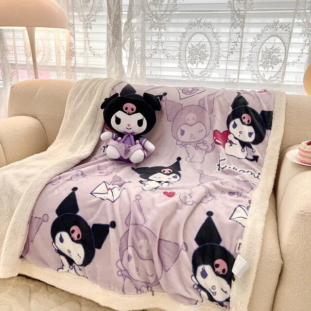 Jiayi Sanrio Lamb Wool Plush Kids Blanket Hello Kitty Melody Kuromi 