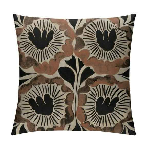 Jiayy Boho Black and Beige Floral Pillow Covers Botanical Neutral Plant Decorative Throw Pillow Cover, Abstract Bohemian Flower Plant for Sofa Bed Girls Room Home Decor Pillowcase