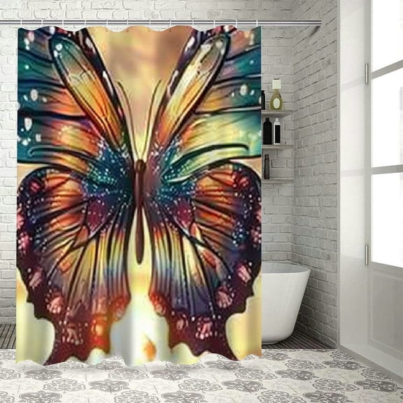 Jiayy Butterfly Wings Sunset Shower Curtain Multi-Size 100% Polyester Fiber Home Bathroom Decoration with Hooks 36x72