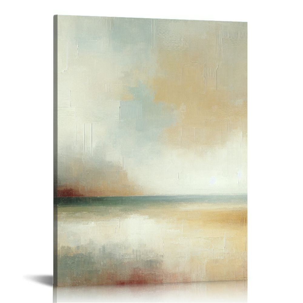 Jiayy Framed Print Wall Art Set Watercolor Pastel Green Tan Landscape