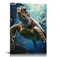 thumbnail image 1 of Jiayy Green Sea Turtle Wall Decor, Tropical Canvas Wall Art Prints Hawaii, Turtle Picture Gift Sea Life Teal Watercolor Ocean Animal Painting Pictures for Bathroom Decor Ready To Hang, 1 of 5