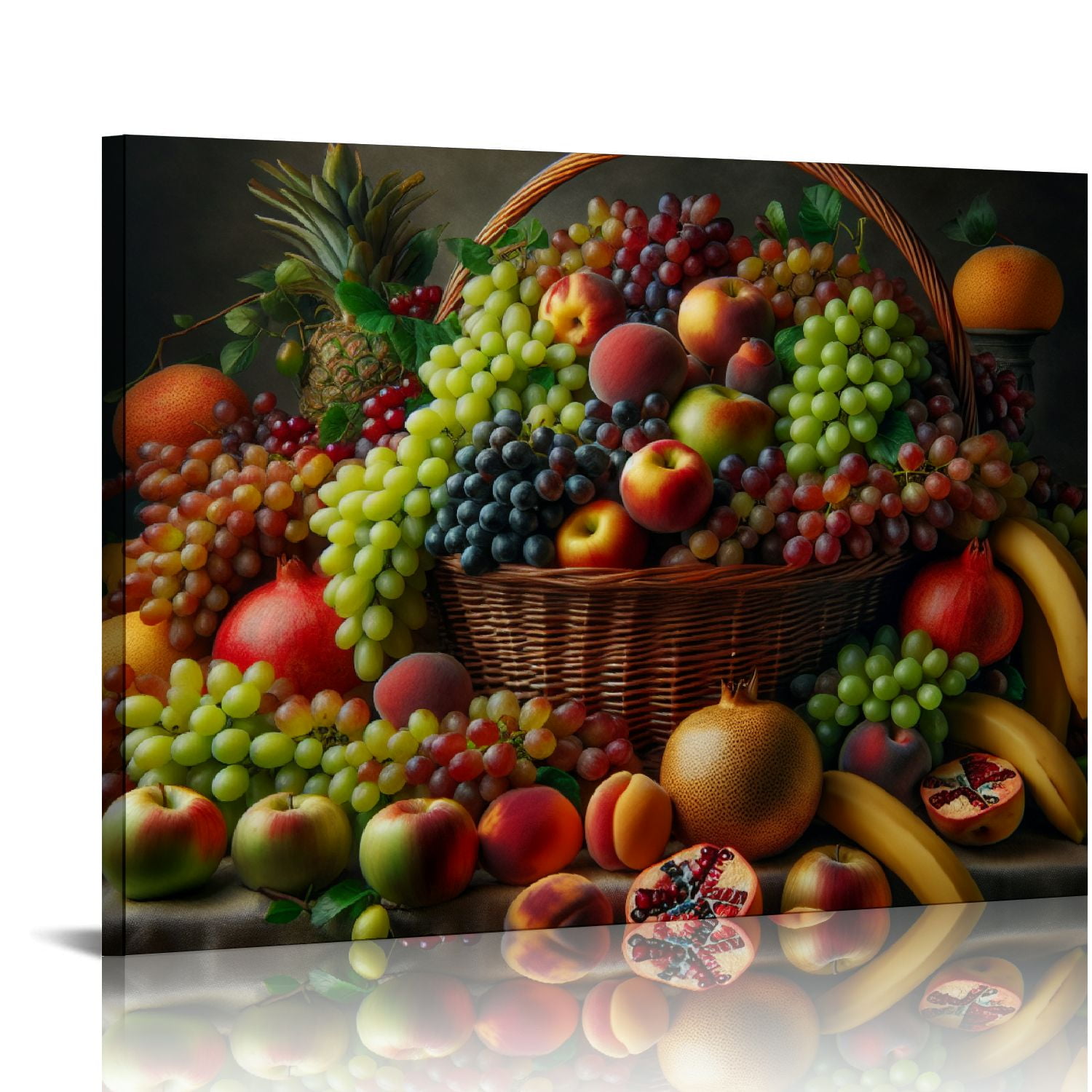 Jiayy Kitchen Canvas Wall Art Fruit Picture Various Fresh Fruits Vegetable Painting Prints for Kitchen Restaurant Dining Room Decor Framed