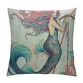 thumbnail image 1 of Jiayy  Mermaid Throw Pillow Cover Colorful Underwater Corals Beautiful Cartoon Fairy Tale Shell Conch Cozy Square Cushion Case for Men Women Room Home Decor, 1 of 5