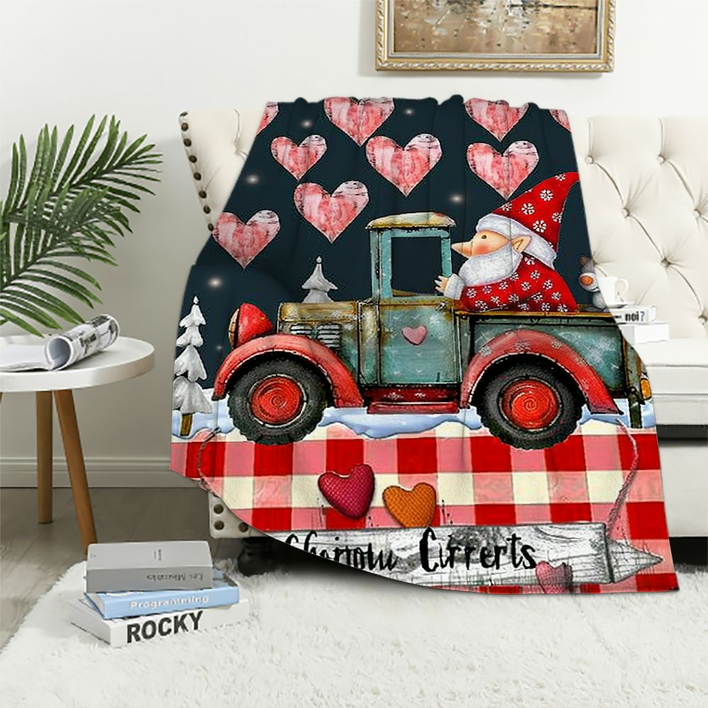 Jiayy Valentines Day Throw Blanket Black and White Plaid Red Love Heart
