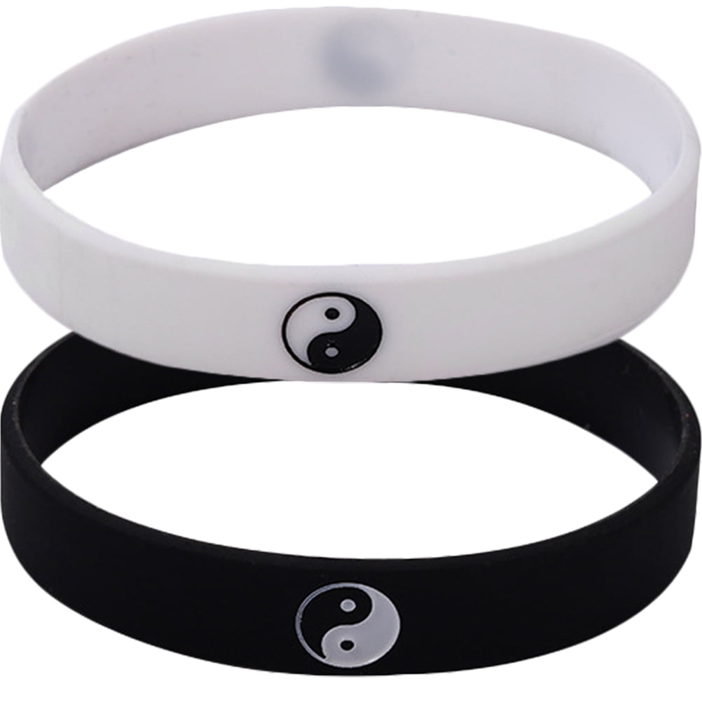 JIBINGYI Jibi 2Pcs Rubber Bracelets Silicone Wristbands Yin Yang Bracelets for Women Men Couples