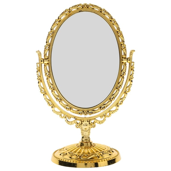 European Desktop Makeup Mirror Oval Shaped Makeup Mirror Vintage European Style Double Side Mirror