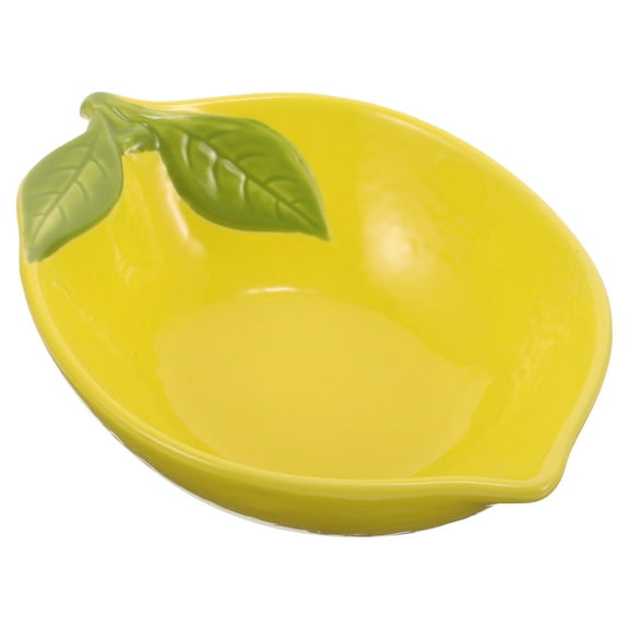 WEAVILUX Ceramic Food Dish Lemon Shaped Bowl Yellow Food Serving Household Users Daily Use 1Set
