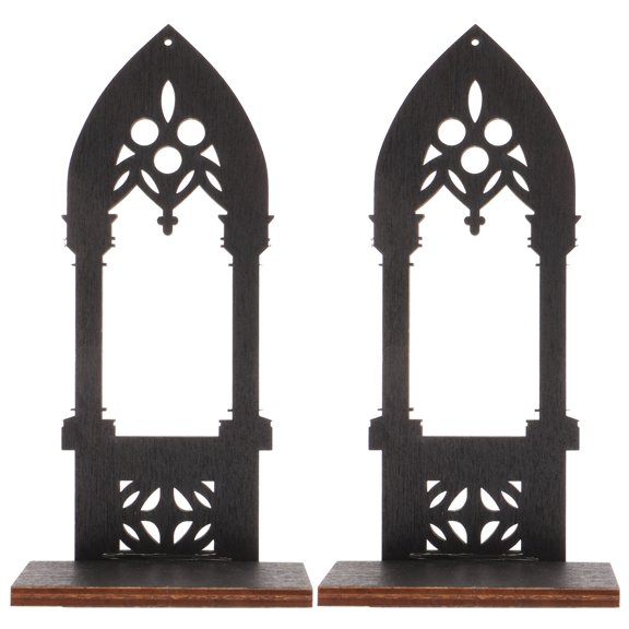 Jibingyi Pair of Wooden Candle Holders, Decorative Arch Style Candle Stands for Home, Wedding, and Party Decor