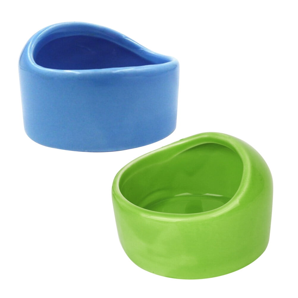 Jibingyi 2 Pcs Hamster Bowls Ceramic Anti-tilt and Chew Resistant Food Bowls for Small Rodents Gerbil Hamsters Mice Guinea Pig Cavy Hedgehog and Other Animals (Random Color)