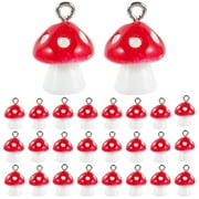 Jibingyi 30pcs 12MM Simulation Mushroom Pendants Fashion Charms DIY Jewelry Making Accessory for Earrings Necklace（Red）