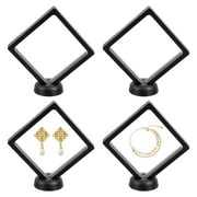 Jibingyi 4 Sets Simple Jewelry Display Box Creative Jewelry Display Rack Jewelry Showing Case for Shop Mall - Black (4pcs Display Case + 4pcs Round Base)