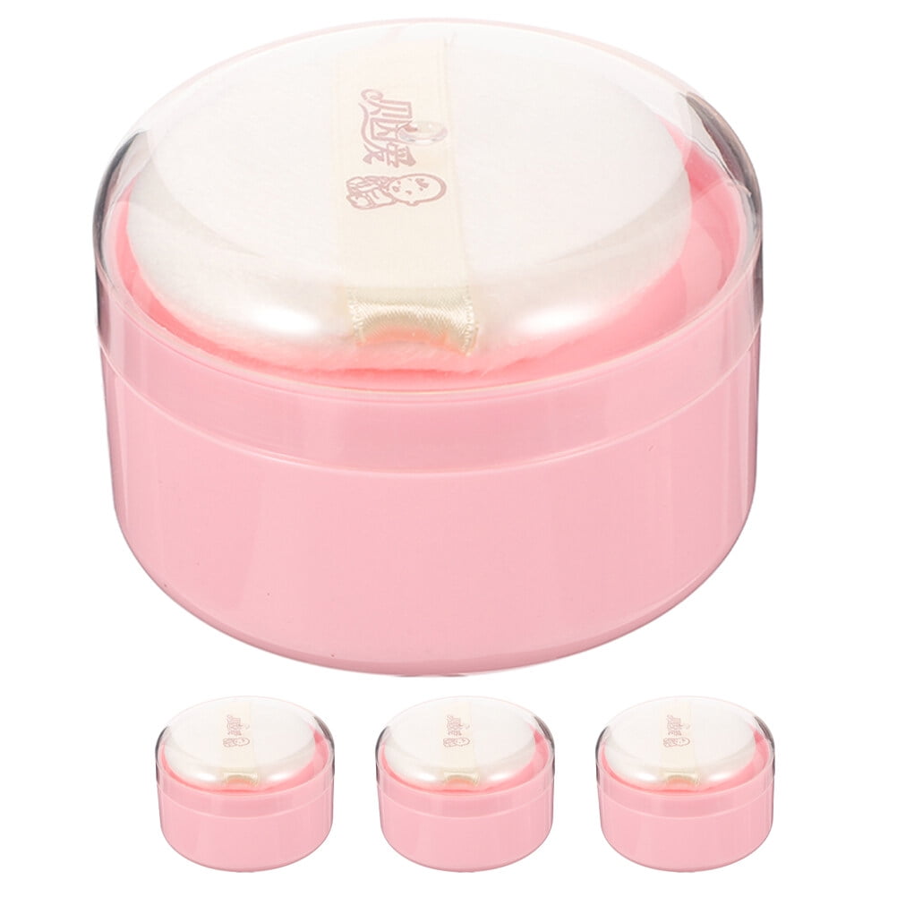 Jibingyi 4pcs Baby Body Powder Box with Powder Puff Portable Empty