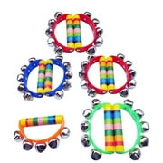 Jibingyi 5pcs Stainless Steel Jingle Bells Sleigh Bells Music Instrument on Plastic Handle for Baby Kids