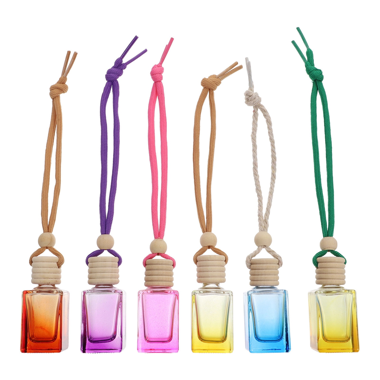 Jibingyi 6Pcs Glass Car Perfume Bottle Hanging Aromatherapy Bottle Car