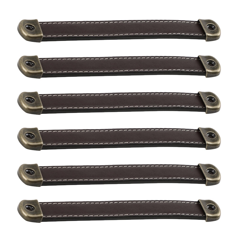 Jibingyi 6Pcs Leather Zinc Alloy Drawer Pulls Dresser Pull Handles