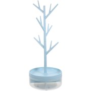 Jibingyi Branch Jewelry Rack Rotatable Base and Storage Box Tree Jewelry Rack for Earrings Necklace
