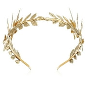 Jibingyi Golden Leaf Bridal Headband Stylish Baroque Headdress Olive Leaf Vintage Bridal Accessories (Golden)