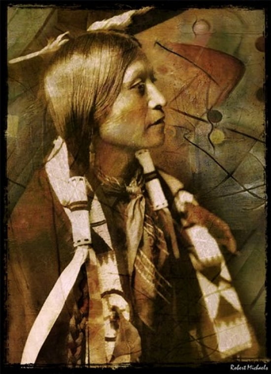 Jicarilla Woman Canvas Art - Robert Michaels (14 x 20)