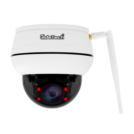 JideTech 5MP Outdoor WiFi Surveillance Camera, PTZ IP WiFi Dome Camera, Outdoor, 355°/90° Swivel, 5X Optical Zoom, Two-Way Audio, 20 m IR Night Vision, IP66 Waterproof, Supports 128GB SD Cards