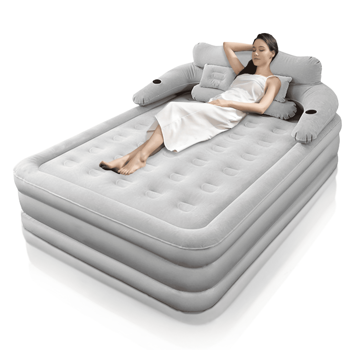 Coleman Cot and Thick Queen Air Mattress Combo Side Tables