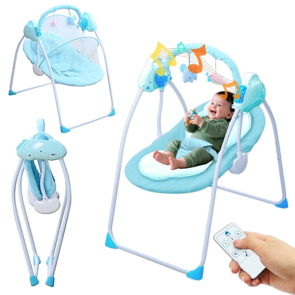 JieC Electric Baby Swing with Toy, Unisex, Suitable for Newborns From 0-36 Months,Blue
