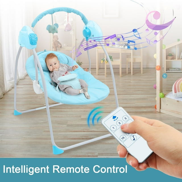 JieC Electric Baby Swing with Toy, Unisex, Suitable for Newborns From 0-36 Months,Blue