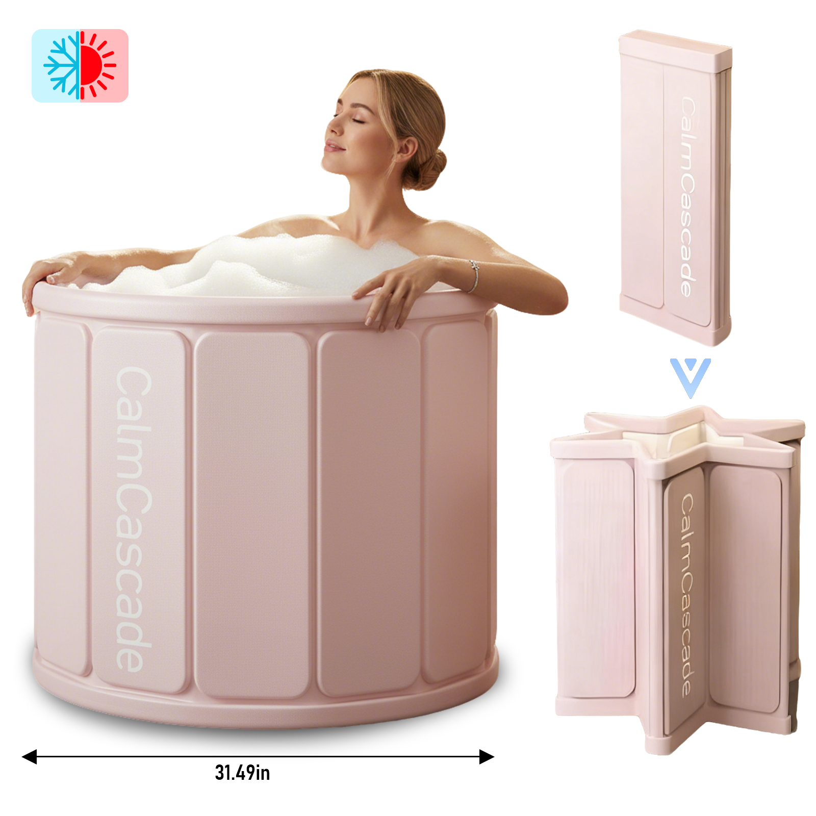 JieC Folding Bathtub Portable Adult Spa Bath Tub Soaking Tub Hot Ice ...