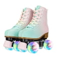 thumbnail image 1 of JieC Roller Skate, Women Double-Row Quad Teen Kids Roller Skates Beginners, Green & Pink , Youth 2, 1 of 10