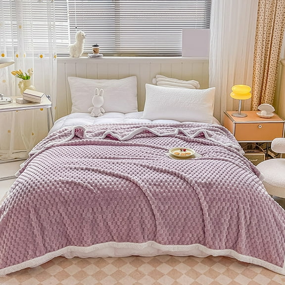 Jienlioq Bedding Comforter Sets,Soft Bubble Fleece Blanket Warm And Soft Single Layer Double-sided All-season Solid Color Plush Blanket
