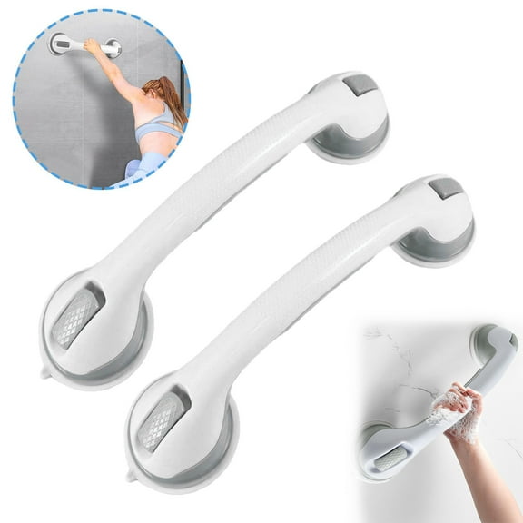 Jienlioq Heavy-Duty Suction Cup Grab Bars for Bathtub & Shower, Safety Handles for Elderly & Seniors - Non-Slip Bathroom Support Bars for Walls