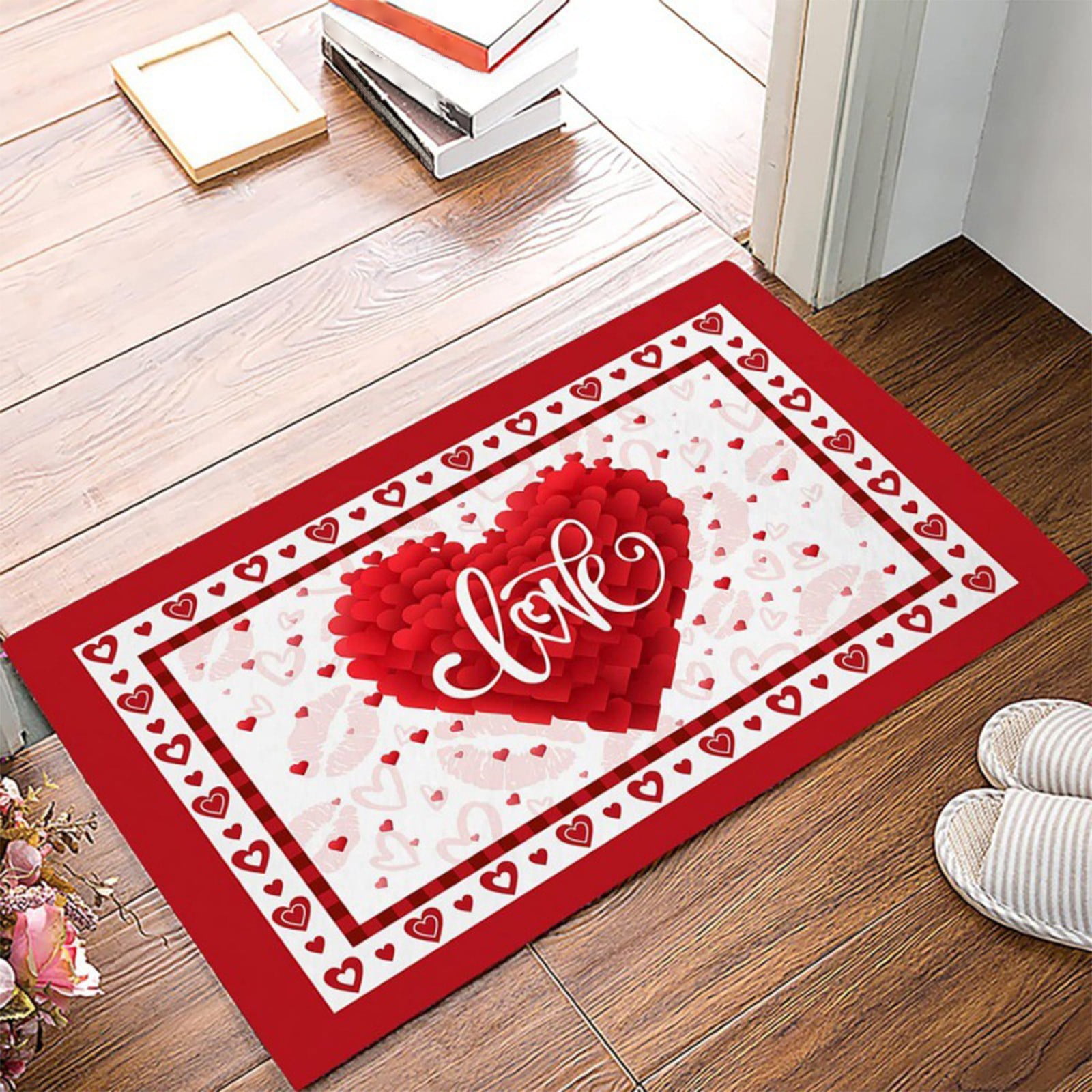 Jienlioq Valentine's Day Kitchen Rugs NonSlip Absorbent Home Kitchen