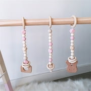 Jienlioq Wooden Baby Gym Hanging Toys Wood Baby Frame Hanging Bar Decoration for Boys and Girls, Newborn Gift