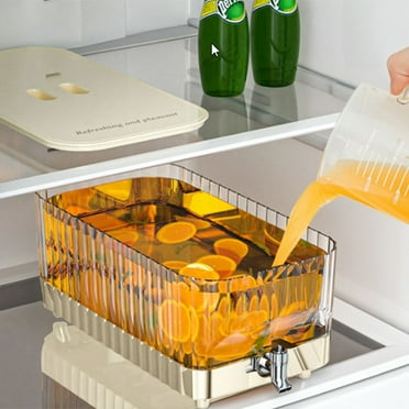 Jierger 1 gallon/4L Lemon Water Cooler Bucket with Faucet Ice Fruit Box Plastic Drink Maker With Faucet Refrigerator Cold Kettle with Faucet for Kitchen Home Party Bar Wedding