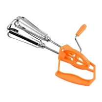 Jierger 10 "stainless Steel Hand Mixer Fast Semi Automatic Egg Beater And Pasta Tool Household Beater Baking Tool Orange Ideal for Outdoor Picnics, Portable