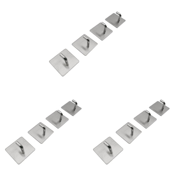 Jierger 12pcs Self Adhesive Hook - Heavy Duty Hook, 304 Stainless Steel, Waterproof Wall Hanger, Stick on Robe & Towel Hooks for Hanging Bag Cap Key, Bedroom Bathroom Kitchen Organizer Sticky Hook