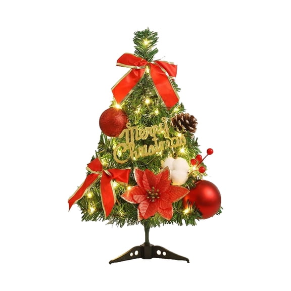 Jierger 17.7 Inch Christmas Decorations Flocking Beads Christmas Tree Christmas Ornament Desktop Small Christmas Tree for Christmas Decor Xmas Party Home Table Decorations Green