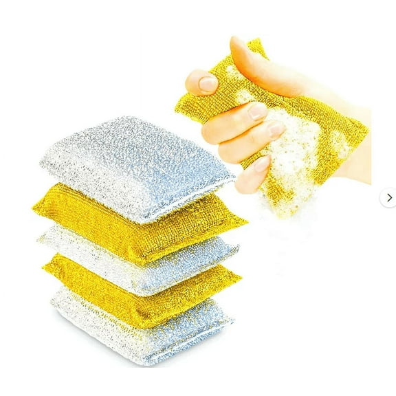 Jierger 2 Colors Kitchen Scrubbing Sponges Heavy Duty Non Scatch Scrubbing Cleaner Sponges In Multi Surface Non Metal Dish Scouring Scrubbers for Fast Cleaning (6)