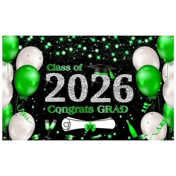 Jierger 2026 Graduation Decorations, 43 x 70 Inch Congrats Grad Banner and Photography Background, Large Wall Sign for Home Decor and Grad Party Photo Booth
