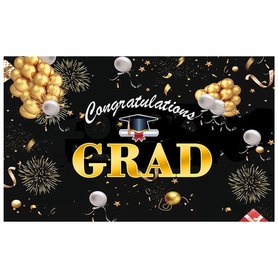 Jierger 2026 Graduation Decorations, 43 x 70 Inch Congrats Grad Banner and Photography Background, Large Wall Sign for Home Decor and Grad Party Photo Booth