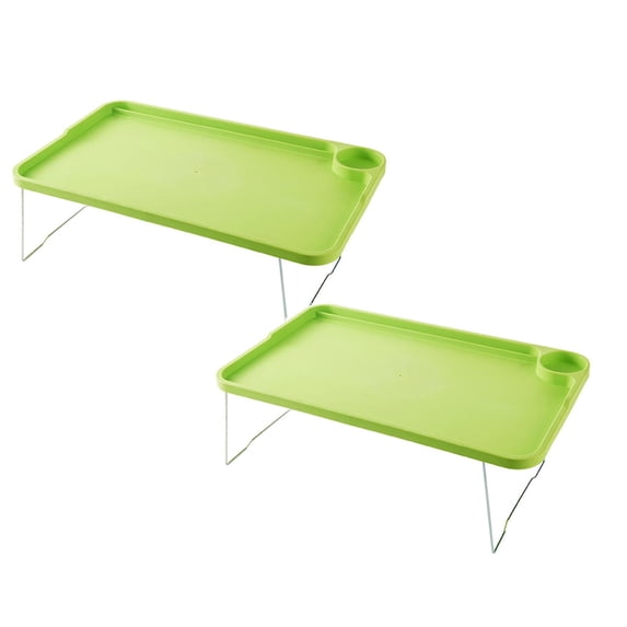 Jierger 2PCS Bed Table Lap Desk with Leg Folding Laptop Bed Tray Lazy Simple Laptop Tray for Bed with Cup Holder and Card Slot Portable Computer Desk for Breakfast Student Dormitory Sofa Balcony,Green
