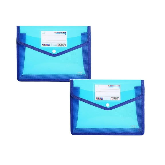 Jierger 2PCS Plastic File Folders Envelope Expanding File Wallet Organizer Documents Folder with Snap Closure and Pocket, A4 Size Waterproof Transparent File Pouch for School 13 x 10 in