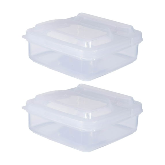Jierger 2pcs Storage Box Refrigerator Special Scallion Garlic Fruit Crisper Box Household Clamshell Butter Block Packaging Box for Travel,School,Work,Kids Adults