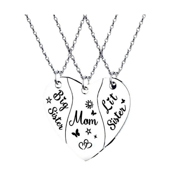 Jierger 3 Pieces Mother/Daughter Necklaces Stainless Matching Heart Shape Necklace Set Mother's Day Christmas Valentine's Day Birthday Gifts for Mom and Daughter