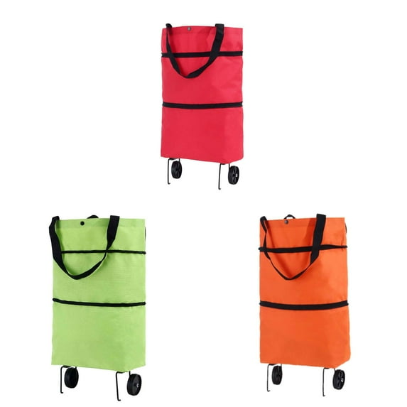 Jierger 3PCS Shopping Bag with Wheels Protable Shopping Trolley Bag with Wheels Foldable Cart Rolling Grocery Handbag Large Capacity for Travel and Home